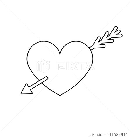 Vector flat outline heart with arrow 111582914
