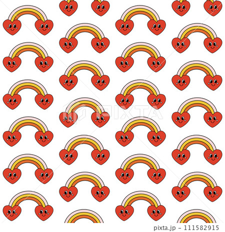 Vector seamless pattern of groovy rainbow 111582915
