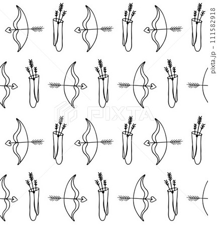 Vector seamless pattern of bow and arrows 111582918