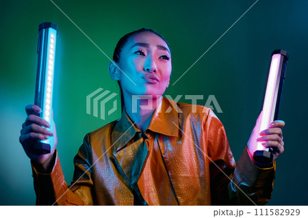 Woman light fashion beauty disco colorful 111582929