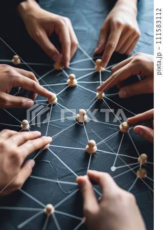 the social network community team. The concept of connections between people the social network community team. The concept of connections between people 111583112