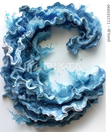 AI-generated content. Close-Up of Paper Art Decorated With Sea-Inspired Letters. Generative AI. 111583890