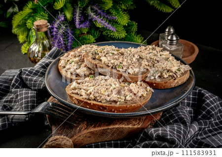 Sandwich with tuna paste and eggs. Sandwich with tuna paste and eggs. 111583931