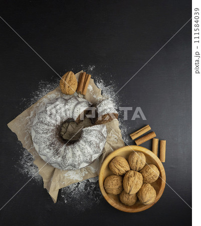 Classic chocolate sponge cake. Homemade cake.Vanilla flavoured cake . coffee. Classic chocolate sponge cake. Homemade cake.Vanilla flavoured cake . coffee. 111584039