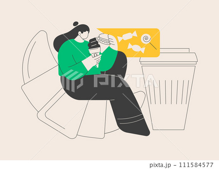 Overeating addiction abstract concept vector illustration. Overeating addiction abstract concept vector illustration. 111584577