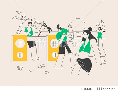 Beach party abstract concept vector illustration. 111584597
