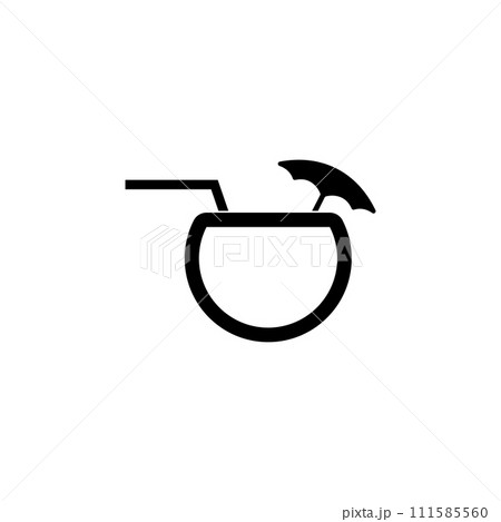 Coconut cocktail icon. Cartoon illustration Coconut cocktail icon. Cartoon illustration 111585560