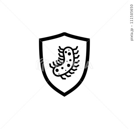 Antibacterial. Anti Virus Shield Protection Flat Vector Icon 111585650