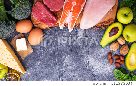 Healthy low carbs products. Ketogenic diet. Healthy low carbs products. Ketogenic diet. 111585934