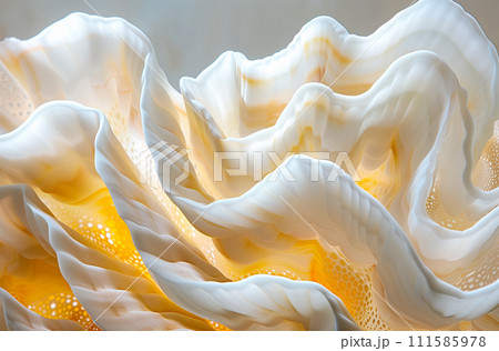 Scallop spiral seashell with pearl surface. Cockleshell and mollusk abstract background 111585978