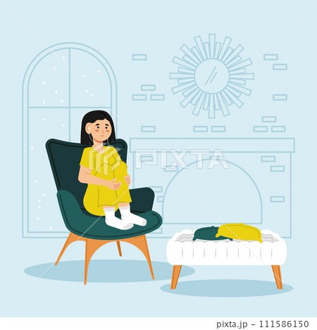 Relaxed woman sitting Hygge concept Vector Relaxed woman sitting Hygge concept Vector 111586150