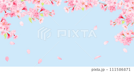 手書き水彩　桜のフレーム　 111586871