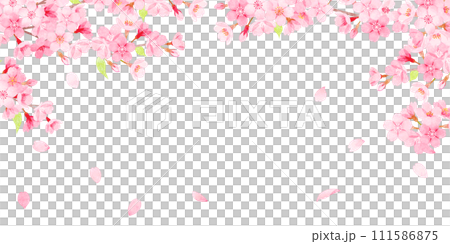 Hand-painted watercolor cherry blossom frame 111586875