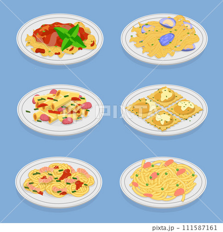3D Isometric Flat Vector Set of Traditional Italian Cuisine 111587161