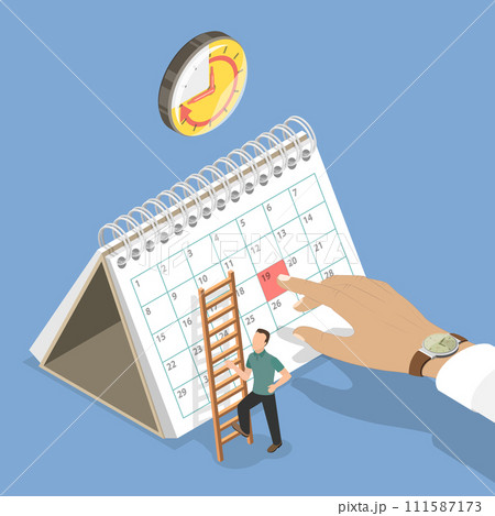 3D Isometric Flat Vector Illustration of Calendar Reminder 3D Isometric Flat Vector Illustration of Calendar Reminder 111587173