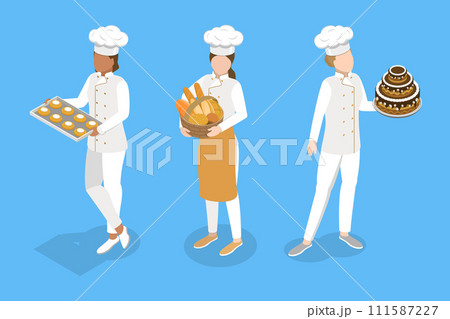 3D Isometric Flat Vector Illustration of Professional Baker 3D Isometric Flat Vector Illustration of Professional Baker 111587227