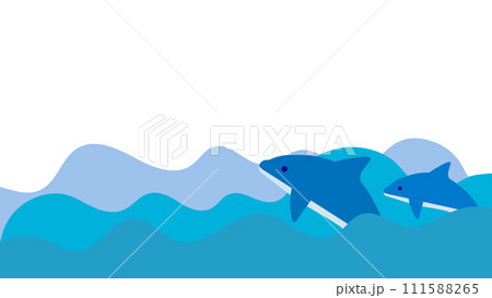 シンプルなイルカと海のフレーム　背景素材　 111588265