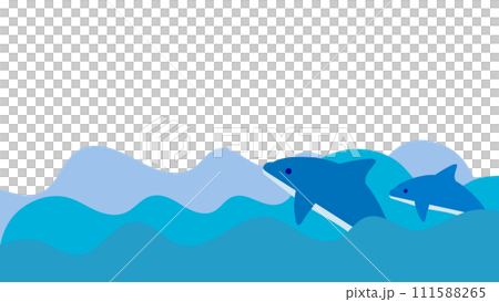 シンプルなイルカと海のフレーム　背景素材　 111588265