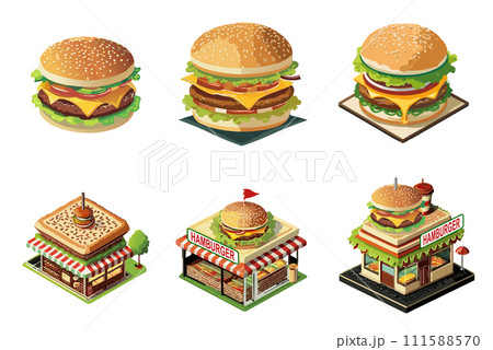 ハンバーガーショップセット 111588570