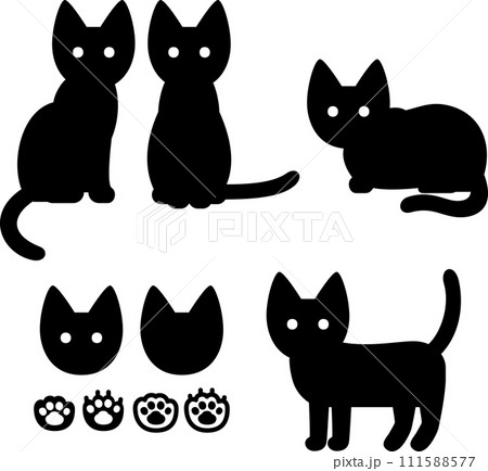 猫のデフォルメシルエットイラスト 111588577