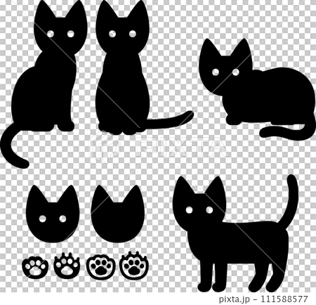 猫のデフォルメシルエットイラスト 111588577