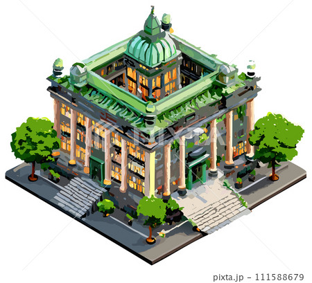 アイソメの図書館外観 111588679