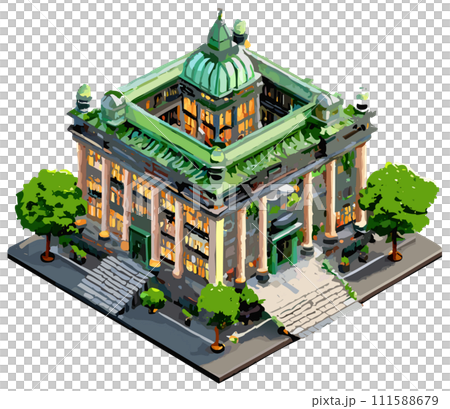 アイソメの図書館外観 111588679