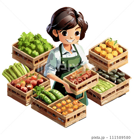 八百屋さんの店員-女性 111589580