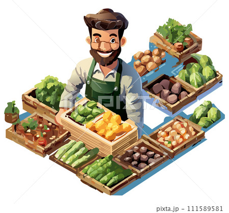 八百屋さんの店員-男性 111589581