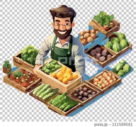 八百屋さんの店員-男性 111589581