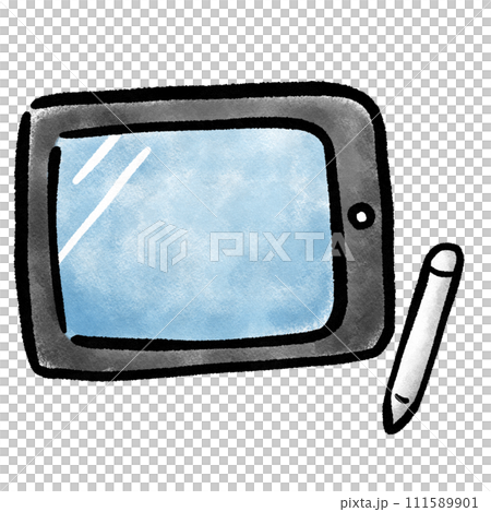 ゆるくてかわいいタブレットの手描きイラスト素材のイラスト素材