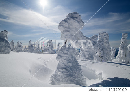 幻想的な森吉山樹氷群　秋田県 111590100
