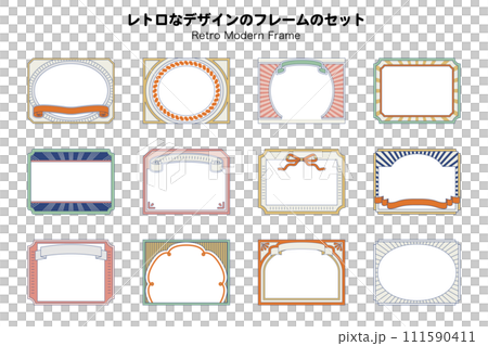 Retro Taisho modern Showa frame set frame background decoration decoration title cute simple 111590411