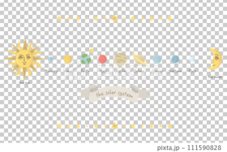 太陽系　英語名称入り　イラスト 111590828