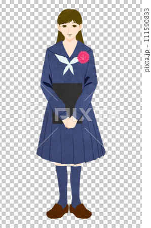 セーラー服をきた卒業式の女子中学生 111590833