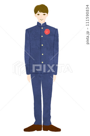 学ランをきた卒業式の男子中学生 111590834