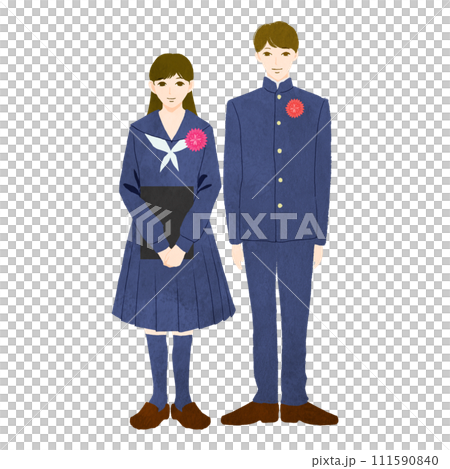 Illustration of male and female students at graduation ceremony 111590840
