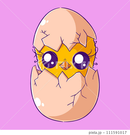 Cute chicks are hatching vector 111591017