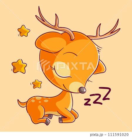 Cute deer is sleeping hand drawing style Cute deer is sleeping hand drawing style 111591020
