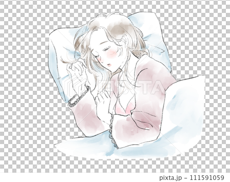 Illustration of a woman sleeping comfortably 111591059