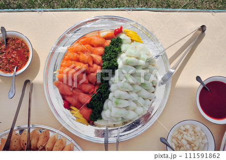 Sushi on buffet Table Sushi on buffet Table 111591862