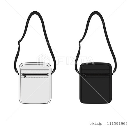 肩掛けカバン・ショルダーバッグ・ポーチ ベクターテンプレートイラストセット 111591963