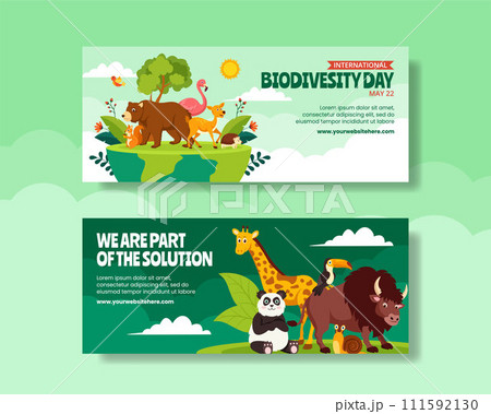 Biodiversity Day Horizontal Banner Flat Cartoon Hand Drawn Templates Background Illustration Biodiversity Day Horizontal Banner Flat Cartoon Hand Drawn Templates Background Illustration 111592130