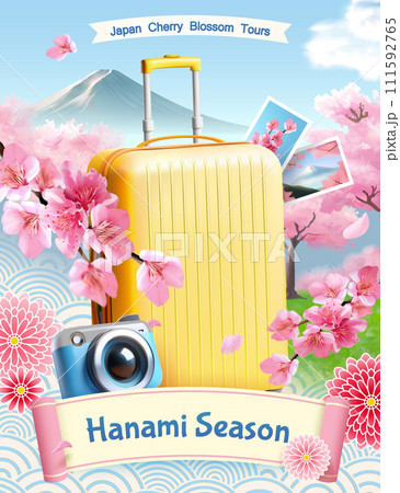 3D Cherry blossom travel poster 111592765