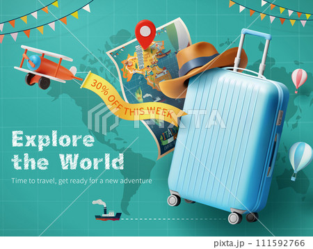 3D travel ad banner 111592766