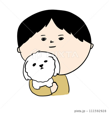 愛犬を抱っこする人 111592928