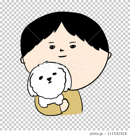 愛犬を抱っこする人 111592928