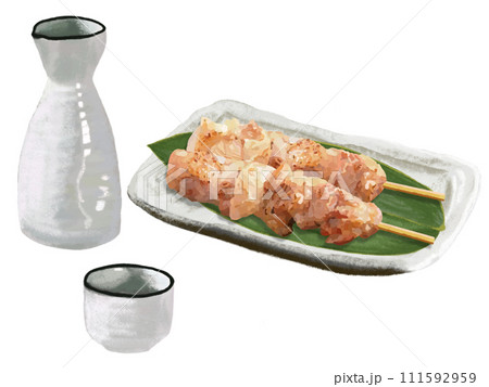 焼き鳥（塩）お銚子とお猪口付き 111592959