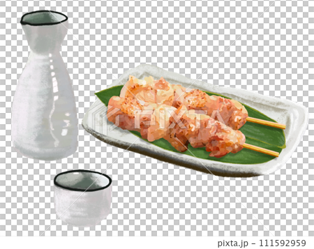 焼き鳥（塩）お銚子とお猪口付き 111592959
