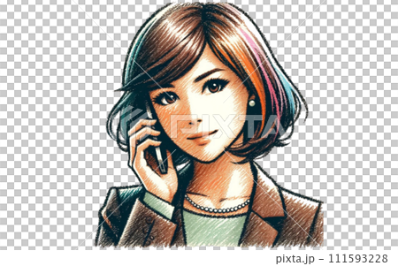 A woman talking on the phone (smartphone) 111593228